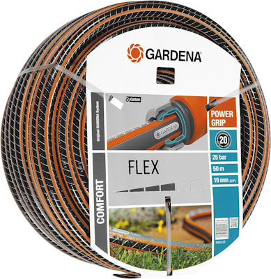 Gardena Comfort FLEX Schlauch 19 mm (3/4 Zoll), 50 m: Formstabiler, flexibler Gartenschlauch mit Power-Grip-Profil, aus hochwertigem Spiralgewebe, 25 bar Berstdruck, , verpackt (18055-20)